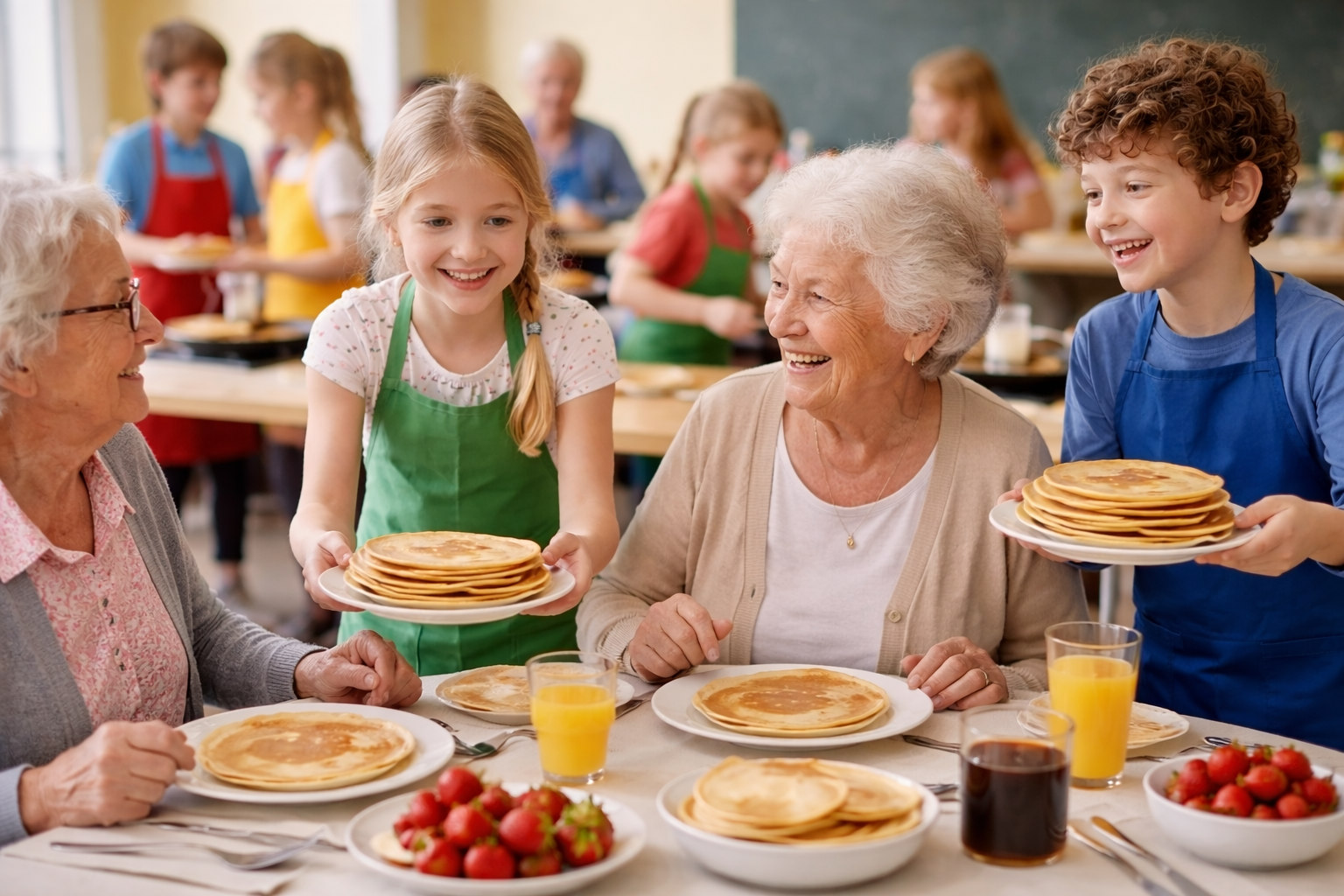 Nieuws van bij ons - Vier basisscholen in Heeze-Leende bakken pannenkoeken voor ouderen