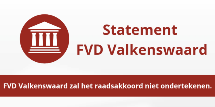 Foto: FVD Valkenswaard tekent nieuw raadsbreed akkoord niet