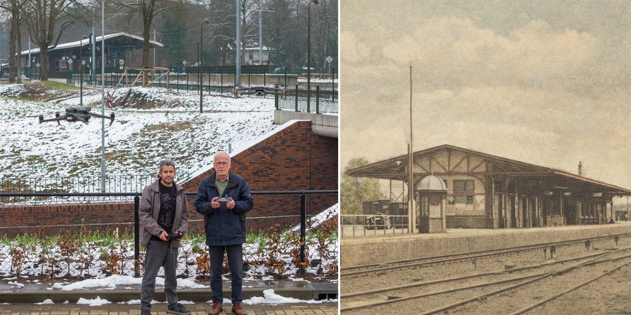 Vader en zoon legden de herinrichting van de stationsomgeving vast en dat is nu terug te z