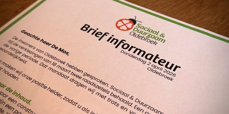 Foto: Sociaal & Duurzaam Oldebroek deelt inzet voor coalitieonderhandelingen