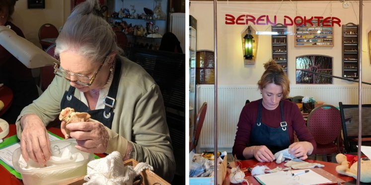 Foto: Poppendokter in Terschuur krijgt bijzondere patiënten: 'Ze zijn helemaal kapot geknuffeld'