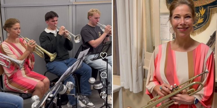 Foto: Burgemeester blaast nootje mee bij Nunspeetse Harmonie en krijgt nieuwe titel