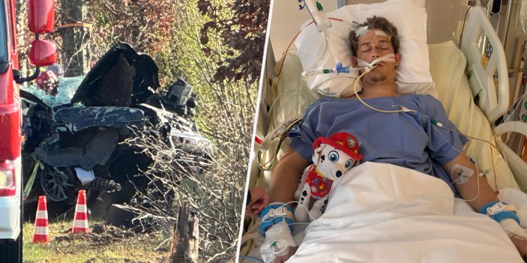 Foto: ’Hij had alles gebroken wat er te breken valt’: Levi (26) overleeft horrorcrash maar herstel is onzeker