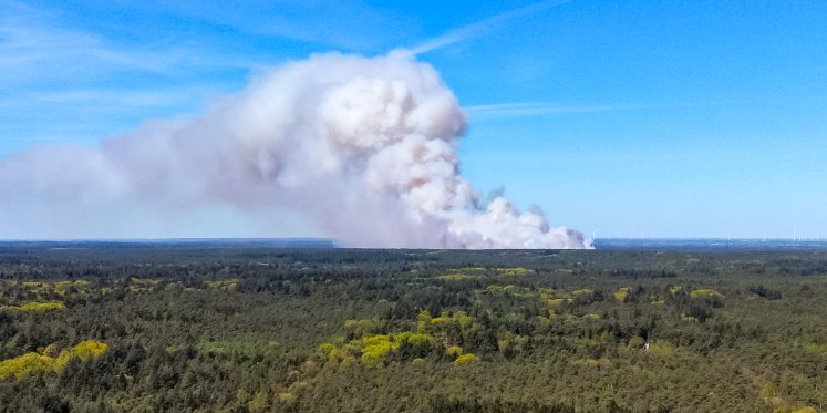 Foto: LIVE: Grote natuurbrand op artillerieschietkamp 't Harde, A28 afgesloten