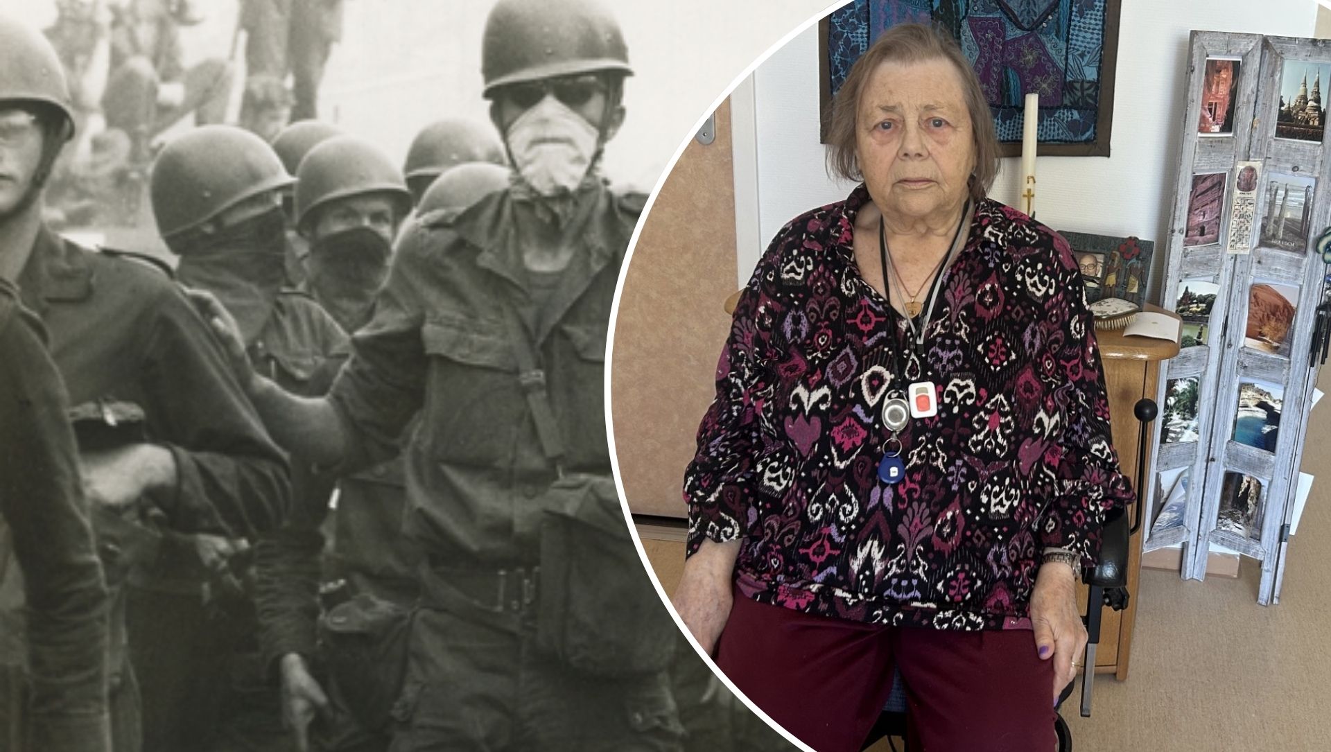 Foto: Tineke (82) zat alleen op de kazerne toen de rook alles overnam