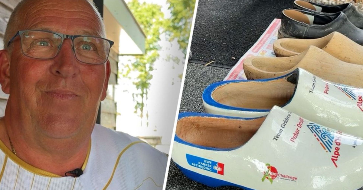 Peter (63) beklimt de Alpe d’Huez op klompen: ‘Voor mij zijn het normale schoenen’