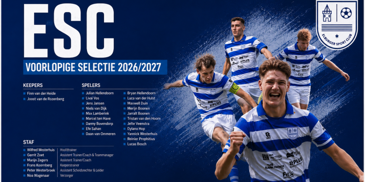Foto: Voorlopige selectie ESC 1 – seizoen 2026/2027