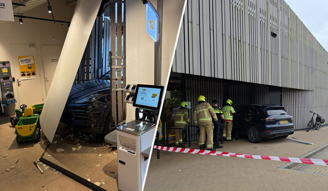 Automobiliste rijdt ineens Jumbo-supermarkt in Nunspeet binnen