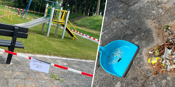 Foto: Bewoners zetten deel van speeltuin af na vondst van glasscherven