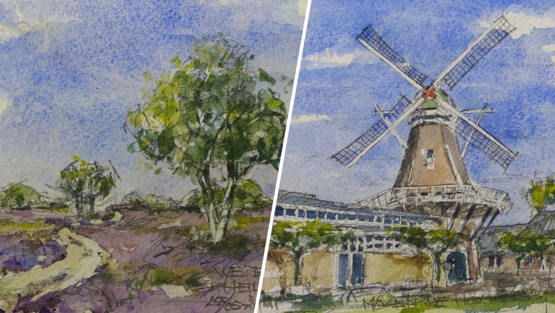 Foto: Oldebroeker Willem (75) vertaalt het werk van aftredende raadsleden op aquarel