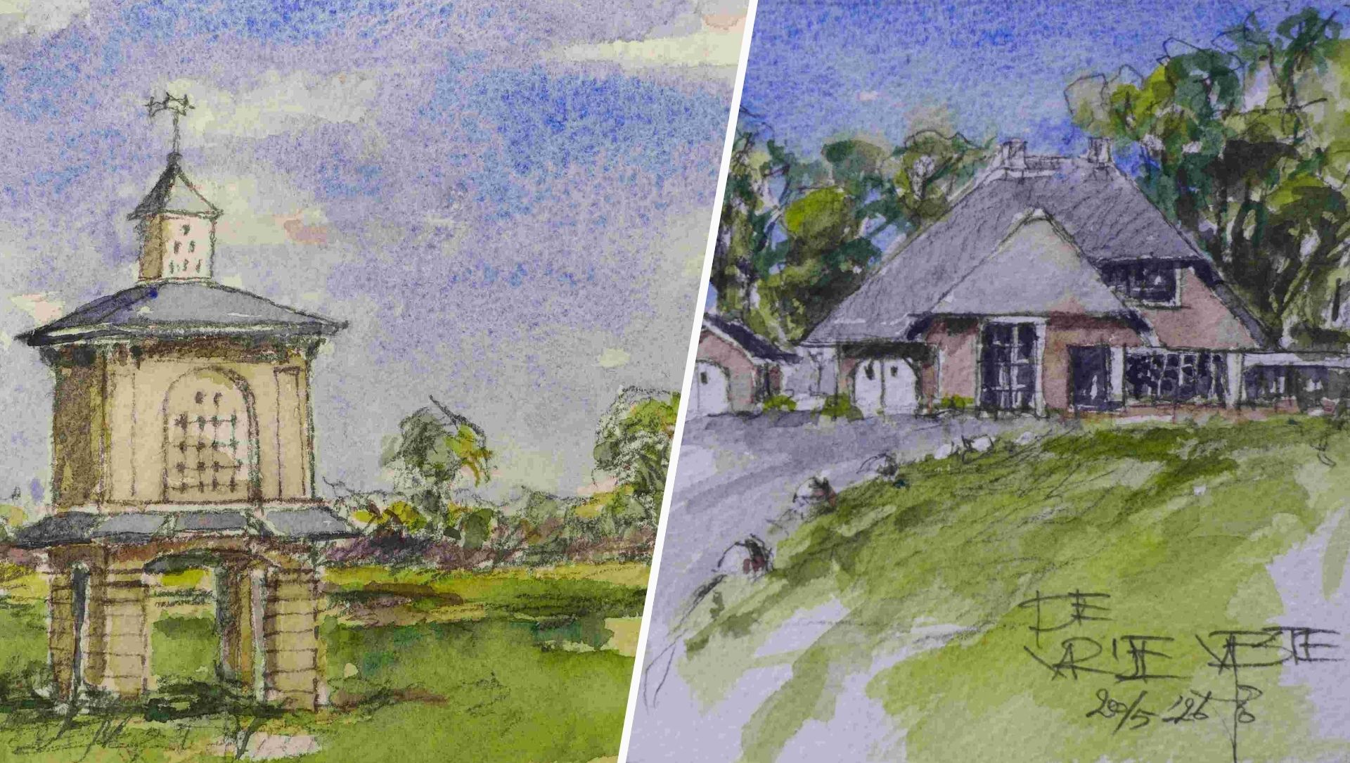 Foto: Oldebroeker Willem (75) vertaalt het werk van aftredende raadsleden op aquarel