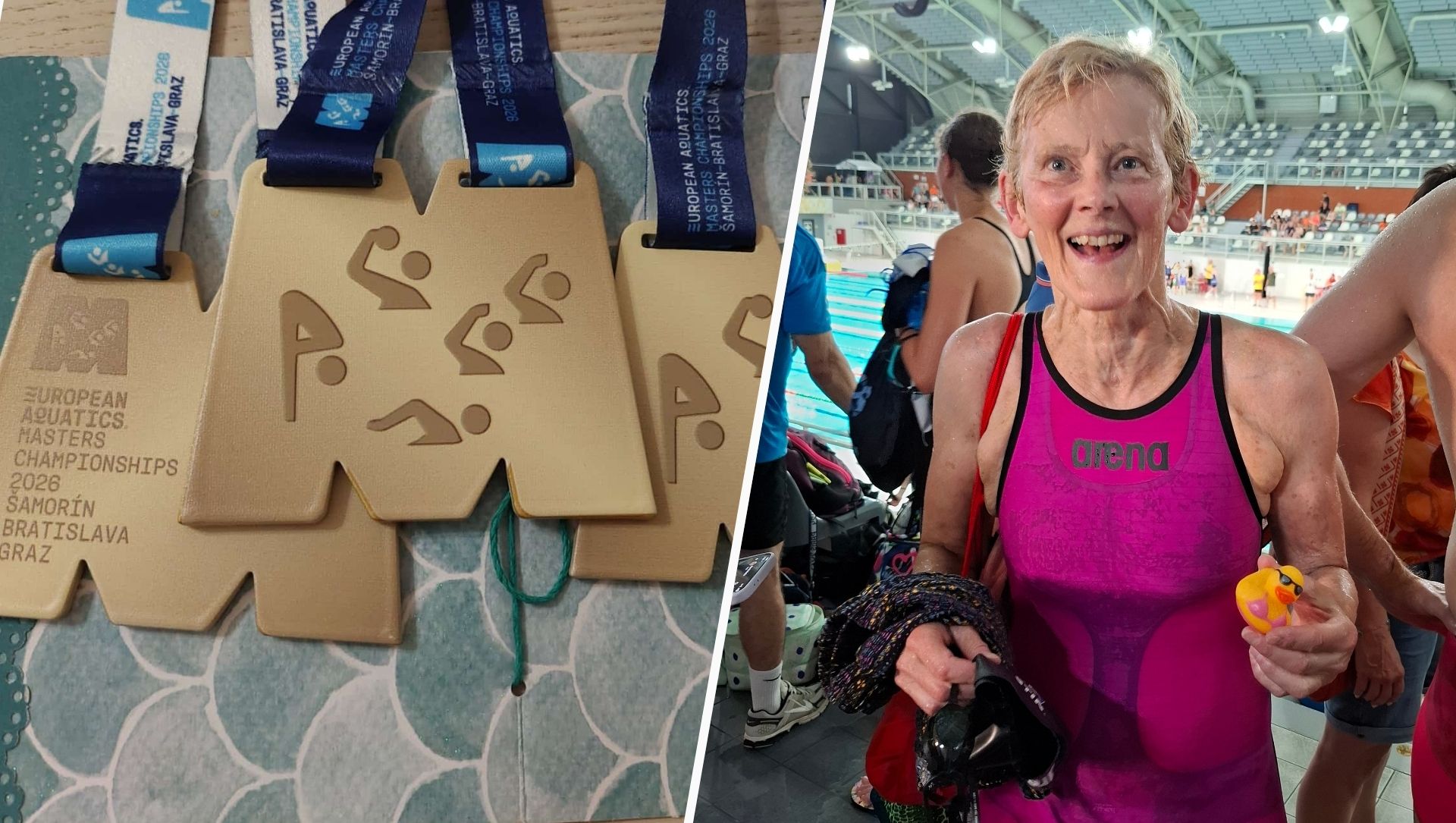 Foto: Drie Europese titels voor zwemster Christien Nieuwenhuis (75) uit Wezep