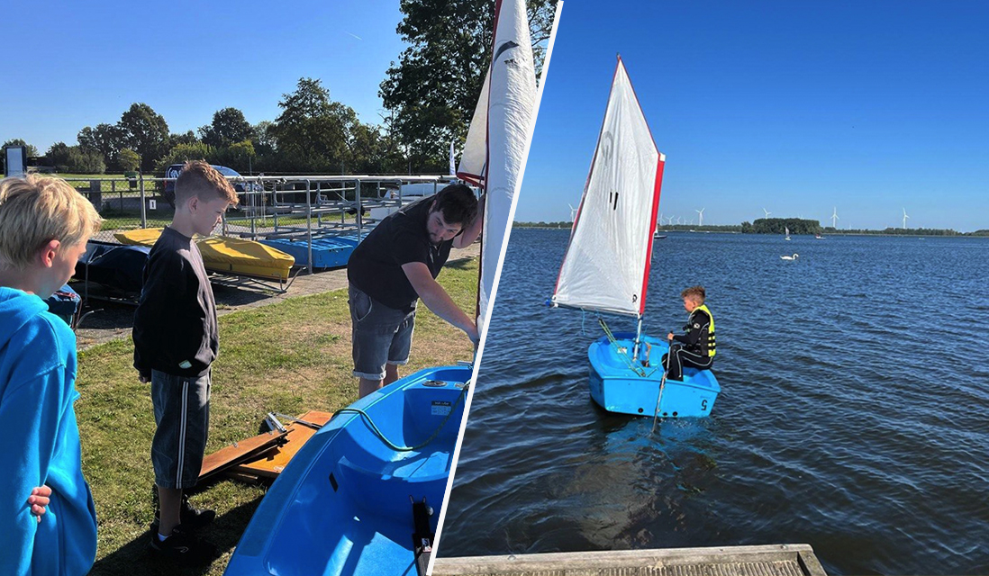 Foto: Negen jonge zeilers trotseren het Veluwemeer: 'Goed opletten'