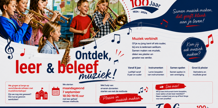 Foto: Muziekvereniging T.O.G. ’t Harde nodigt nieuwe muzikanten uit