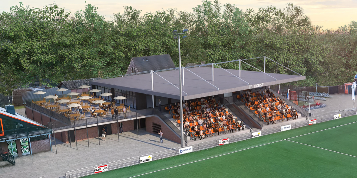 Foto: F.C. Horst mag uitbreiden: grotere tribune, BSO en vergaderruimtes