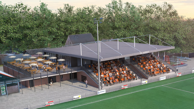 Foto: F.C. Horst mag uitbreiden: grotere tribune, BSO en vergaderruimtes