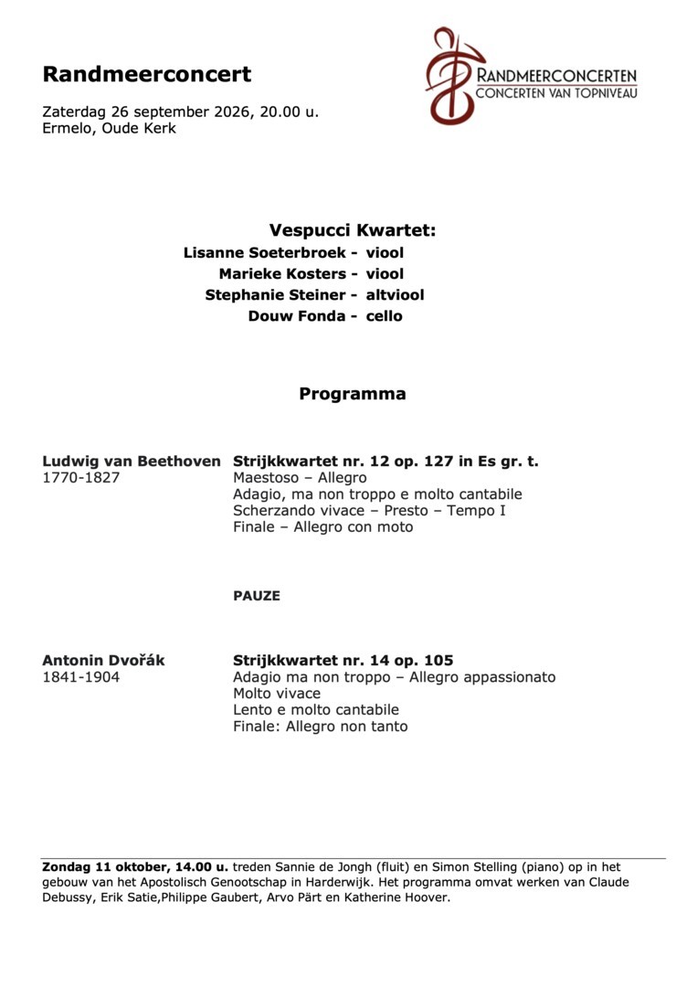 Foto: Het Vespucci Kwartet concert