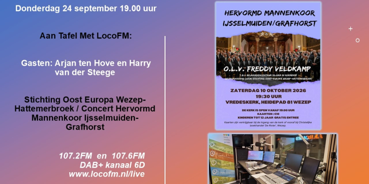Foto: Wezeps concert Hervormd Mannenkoor IJsselmuiden/Grafhorst centraal bij Aan Tafel Met