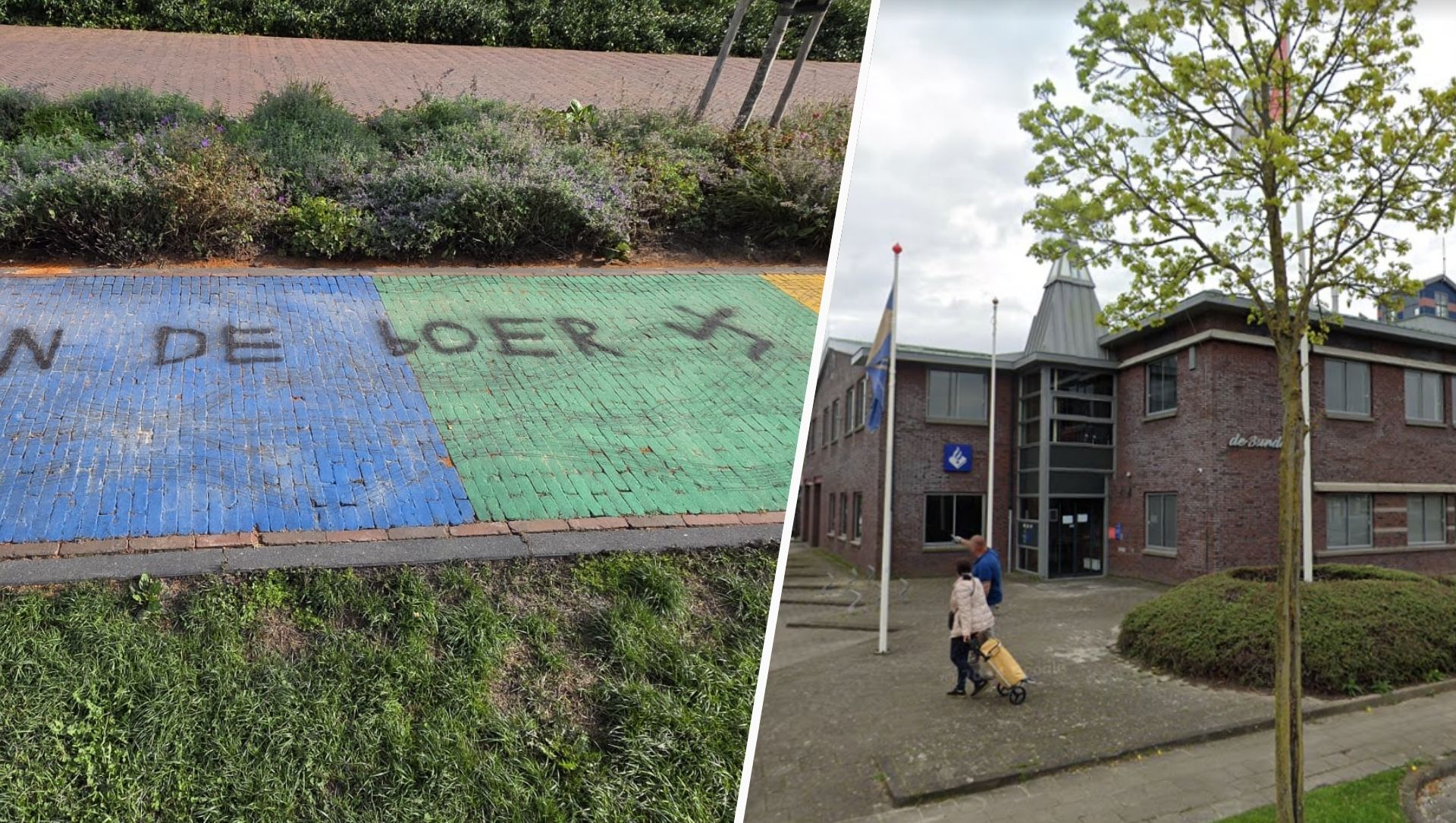 Foto: Hakenkruis op regenboogpad Nijkerk: dag na politieoproep meldt verdachte zich