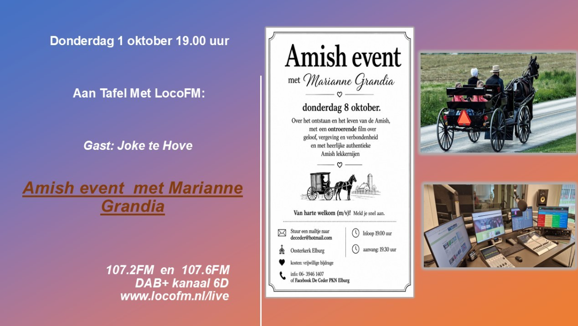 Foto: Amish event met Marianne Grandia centraal bij Aan Tafel Met LocoFM