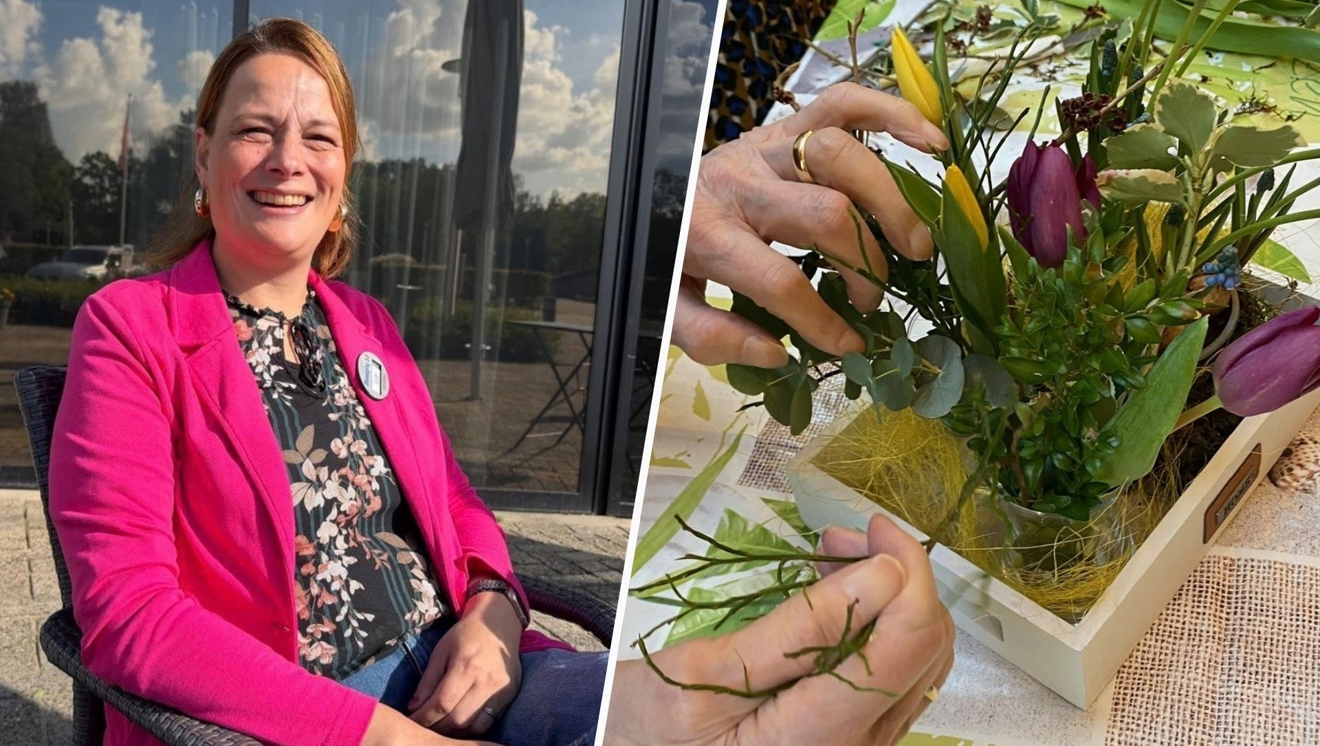 Foto: Cobi brengt kleur in woonzorgcentrum De Pol: 'Het bloemstuk is niet het belangrijkste'