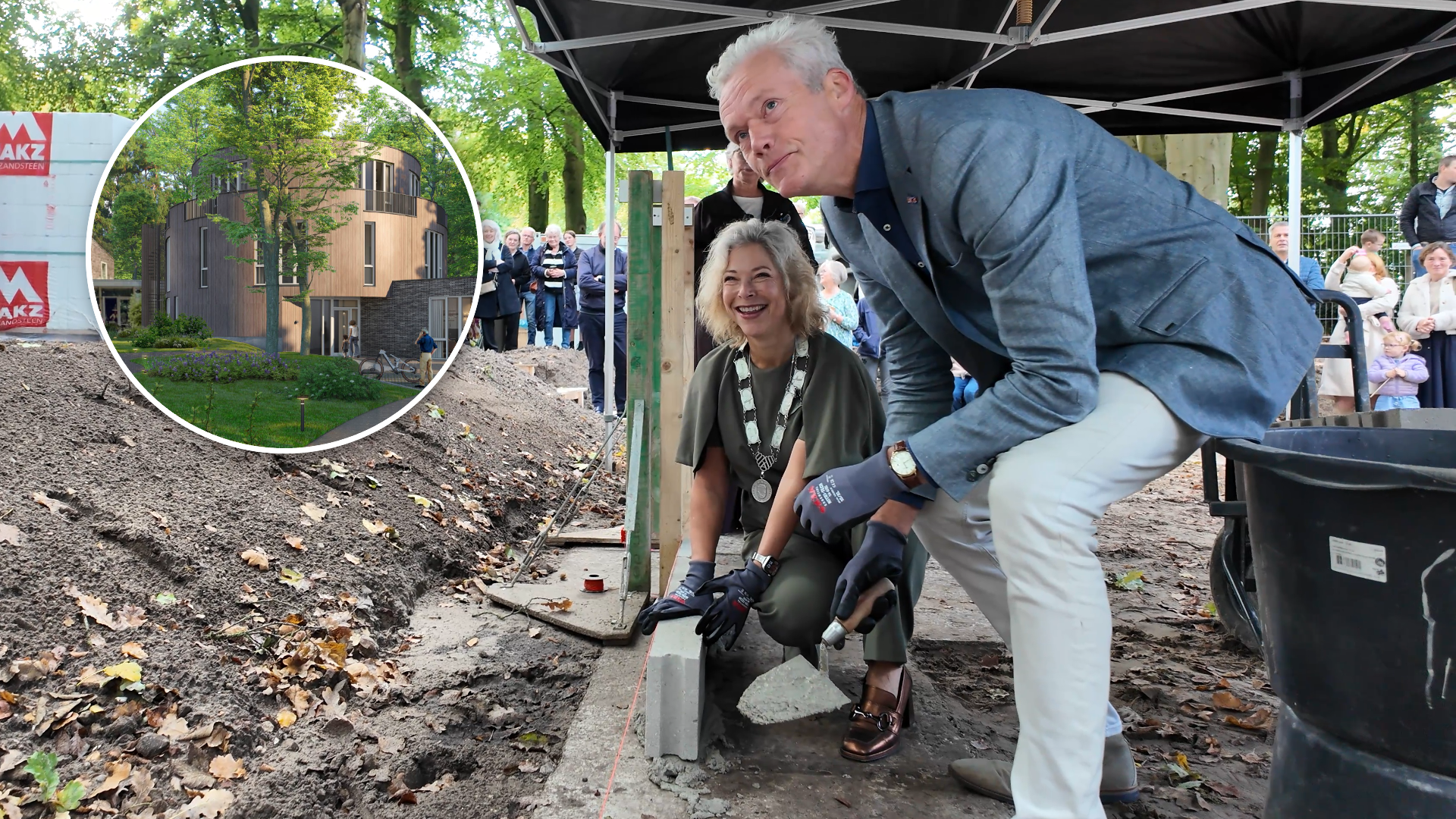 Foto: De eerste steen is gelegd, op naar de eerste logee