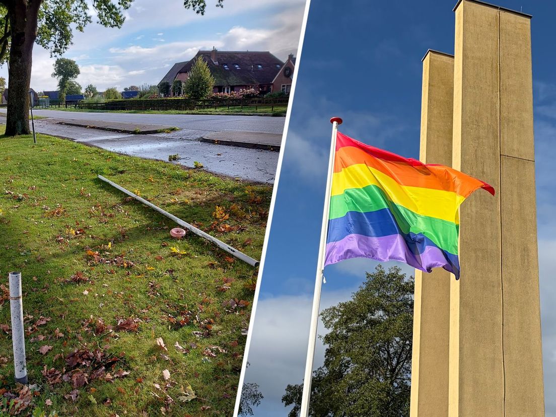 Foto: Regenboogvlaggen in Oldebroek verdwenen en vernietigd